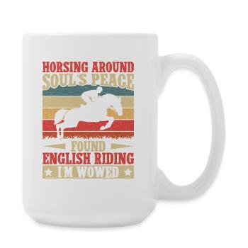 Hobby Horse Rider Horsing Around English Riding - Large Mug 440 ml - white - Right