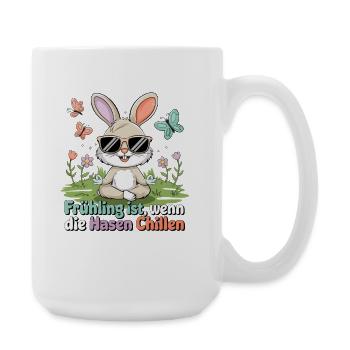  Frühling ist wenn die Hasen Chillen Lustiger - Große Tasse 440 ml - Weiß - Rechts
