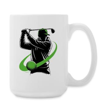 Golfeur avec un club de golf – un swing dynamique. - Grande tasse 440 ml - blanc - Droite