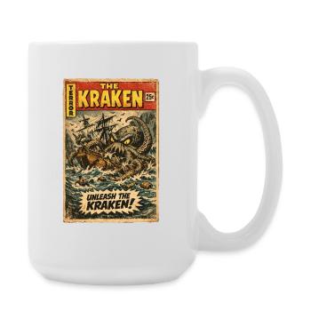 Kraken Seeungeheuer Vintage Comic - Große Tasse 440 ml - Weiß - Rechts