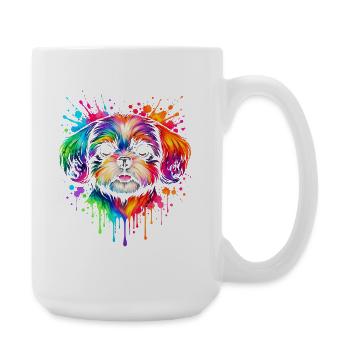 Shih Tzu | Kleinhund Pop Art - Große Tasse 440 ml - Weiß - Rechts