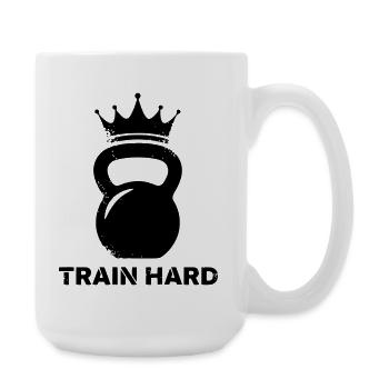 Kettlebell Krone Train Hard - Large Mug 440 ml - white - Right