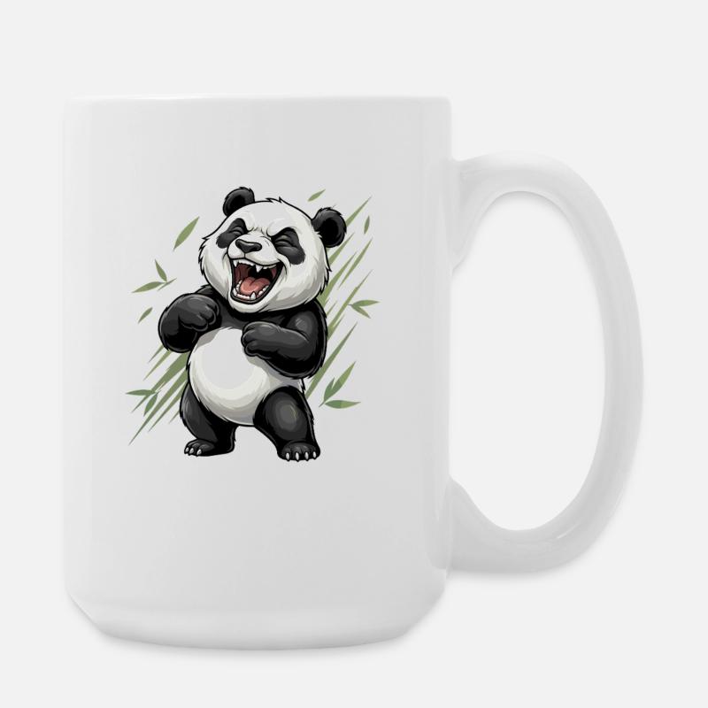 Laughing panda in bamboo panorama - Large Mug 440 ml - white