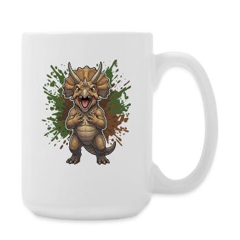Tricératops de dessin animé avec des éclaboussures de peinture - Grande tasse 440 ml - blanc - Droite