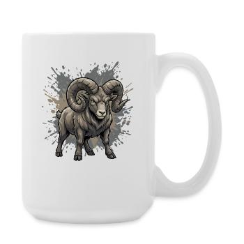 Puissance du Bélier en niveaux de gris - Grande tasse 440 ml - blanc - Droite