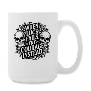 Courage Over Luck Skull Roses - Large Mug 440 ml - white - Right