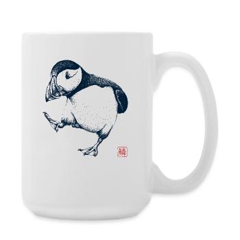 Puffin mit Kanji Stempel - Große Tasse 440 ml - Weiß - Rechts