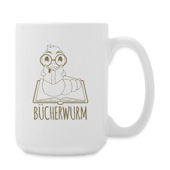 Bücherwurm liest Buch Logo - Große Tasse 440 ml - Weiß - Rechts