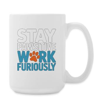 Vet Tech Stay Pawsitive Work Furiously Pet Care - Large Mug 440 ml - white - Right