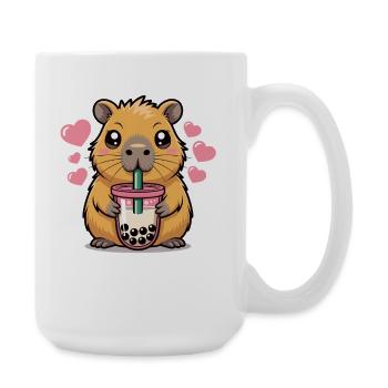 Capybara Bubble Tea Shirt Boba Tee Tier - Große Tasse 440 ml - Weiß - Rechts