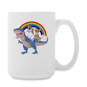 Chihuahua Unicorn Dinosaur Shirt - Large Mug 440 ml - white - Right
