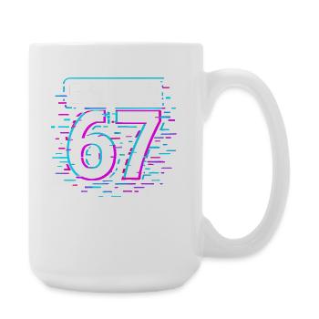 Error 67 Six Seven Glitch Cyber Meme Gift Idea - Large Mug 440 ml - white - Right