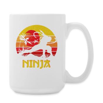 Sunset Ninja Silhouette - Große Tasse 440 ml - Weiß - Rechts