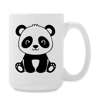 Süßes Panda-Baby – Schwarz und Weiß - Große Tasse 440 ml - Weiß - Rechts