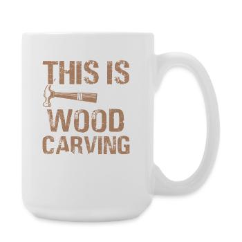 Holzschnitzerei Shirt Holzbild - Große Tasse 440 ml - Weiß - Rechts