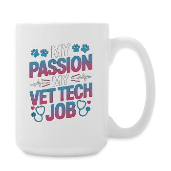 Technicien vétérinaire, ma passion, mon professionnel des soins animaliers. - Grande tasse 440 ml - blanc - Droite