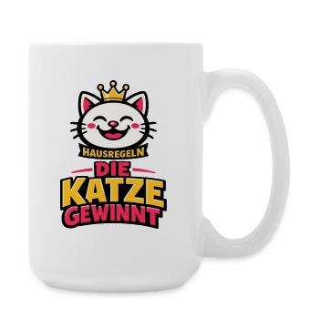 House Rules The Cat Wins Funny Saying - Large Mug 440 ml - white - Right