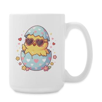 Heart-Egg Chick with Heart Glasses - Large Mug 440 ml - white - Right