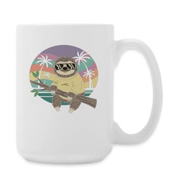 Cool Sloth Retro Summer Palm Trees - Large Mug 440 ml - white - Right