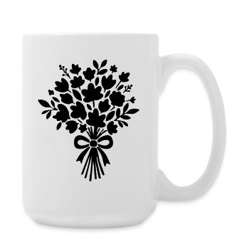Bouquet de mariée – Design de mariage noir et blanc - Grande tasse 440 ml - blanc - Droite