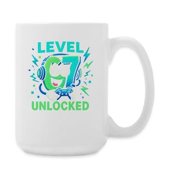 Level 67 Unlocked Six Seven Italian Brainrot Gamer - Große Tasse 440 ml - Weiß - Rechts