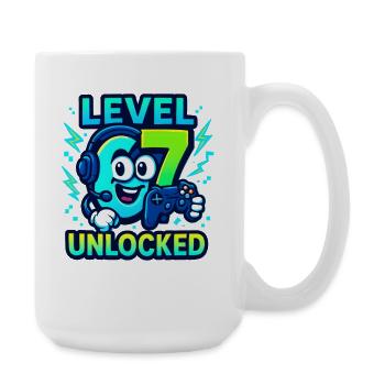 Level 67 Unlocked Six Seven Italian Brainrot Gamer - Große Tasse 440 ml - Weiß - Rechts