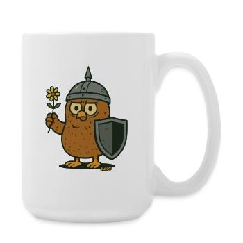 Knight Owl with Flower - Large Mug 440 ml - white - Right