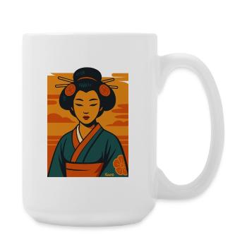 Geisha Sunset Kimono Portrait - Large Mug 440 ml - white - Right
