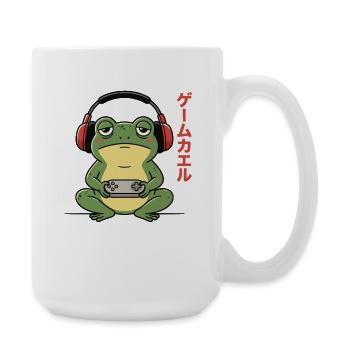 Gaming, Video Gamer, Zocker, Frosch & Japanisch - Große Tasse 440 ml - Weiß - Rechts