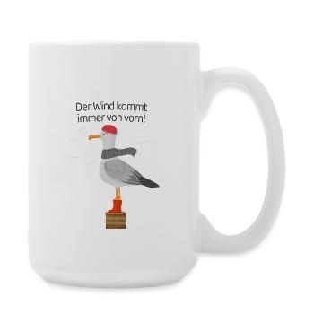 Gegenwind Spruch Möwe Minimalistisch Design - Große Tasse 440 ml - Weiß - Rechts