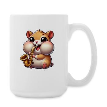 Saxophone hamster mignon, musique de dessin animé jazz - Grande tasse 440 ml - blanc - Droite