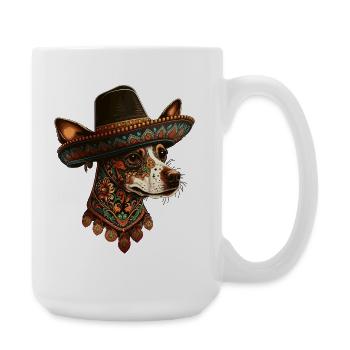Dog Mexican Sugar Skull Sombrero Cinco De Mayo - Large Mug 440 ml - white - Right