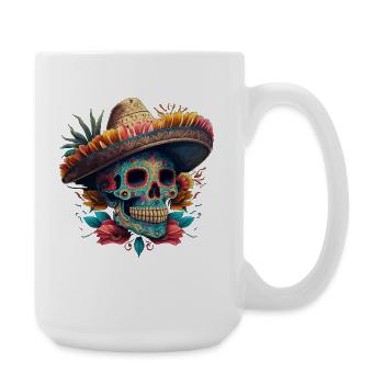 Crâne en sucre vibrant en sombrero - Grande tasse 440 ml - blanc - Droite