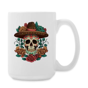 Floral Cinco De mayo Dia de Los Muertos Mexican - Große Tasse 440 ml - Weiß - Rechts