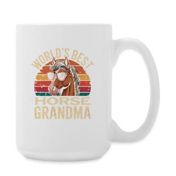  Worlds Best Horse Grandma Lustige Pferde Oma - Große Tasse 440 ml - Weiß - Rechts