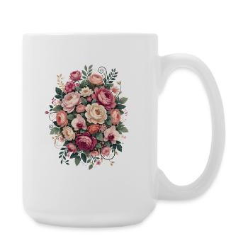 Blütenbouquet Florales Design - Große Tasse 440 ml - Weiß - Rechts