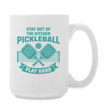 Pickleball : Reste hors de la cuisine, joue dur, drôle - Grande tasse 440 ml - blanc - Droite