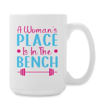 Fitness Motivation Bodybuilder Woman ́s Place Bench - Large Mug 440 ml - white - Right