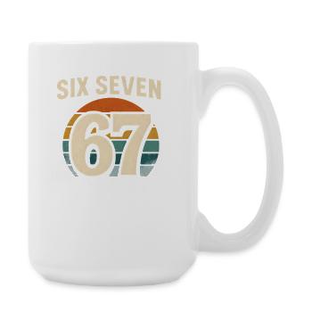 Six Seven 67 Italian Brainrot Retro Sunset Meme - Große Tasse 440 ml - Weiß - Rechts