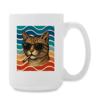 Katzen-Sommer mit Sonnenbrille - Große Tasse 440 ml - Weiß - Rechts