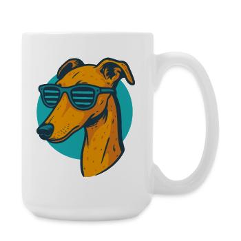 Windhund, Galgo Sonnenbrille Pop-Art - Große Tasse 440 ml - Weiß - Rechts