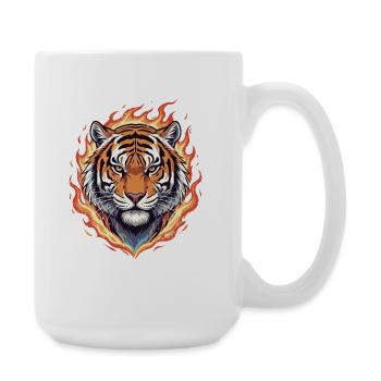 Flammen Tiger Kopf - Große Tasse 440 ml - Weiß - Rechts