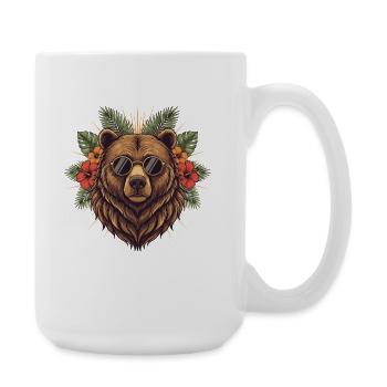 Sun bear in tropical style - Large Mug 440 ml - white - Right
