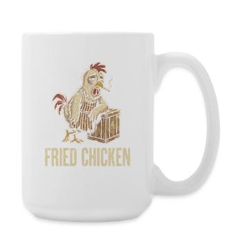 Poulet rétro : poulet frit - Grande tasse 440 ml - blanc - Droite