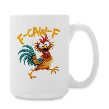 F-Caw-F Chicken Rooster Lustige Meme-Grafik - Große Tasse 440 ml - Weiß - Rechts