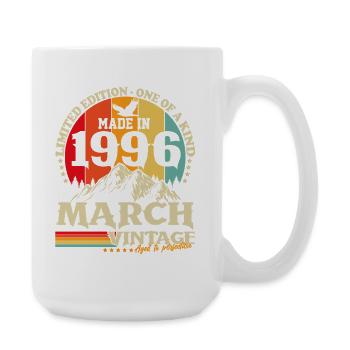 März 1996 Jahrgang geboren Geburtstag Retro - Große Tasse 440 ml - Weiß - Rechts