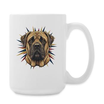 Mastiff Head with Star Wreath - Large Mug 440 ml - white - Right