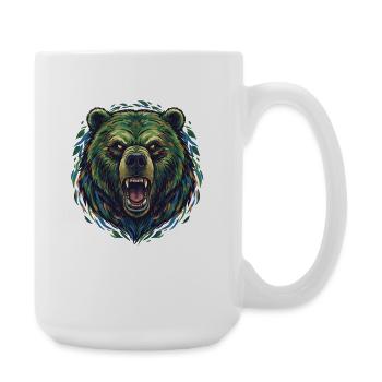Tête d’ours aux couleurs sauvages - Grande tasse 440 ml - blanc - Droite