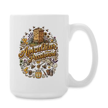 Apiculteur passionné abeilles apiculture fleurs - Grande tasse 440 ml - blanc - Droite