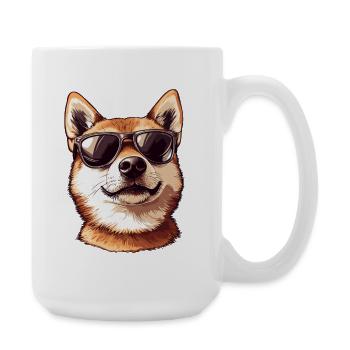 Shiba Inu avec des lunettes de soleil - Grande tasse 440 ml - blanc - Droite